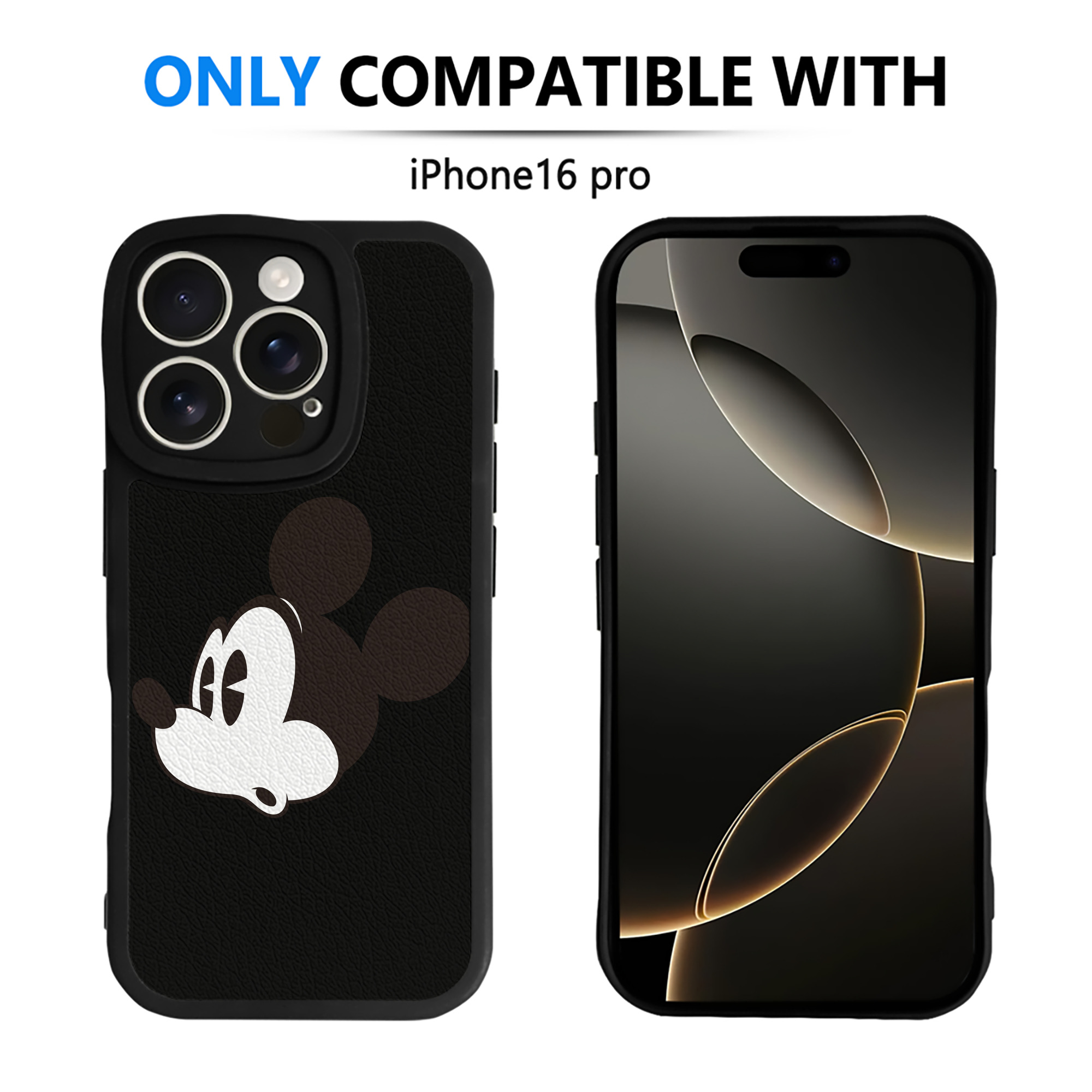 （画像用） ミッキーマウス Mickey Mouse 【iPhone 16シリーズ対応】シリコンスマホケース（レザー調） 材質：シリコン